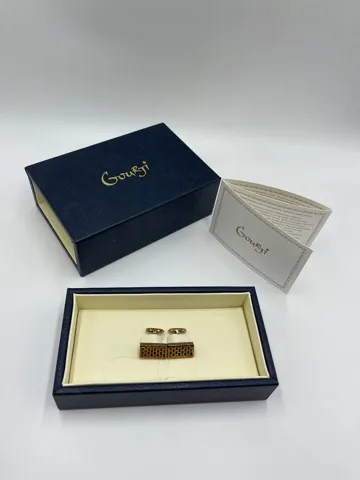 Запонки Кирпич из серебра 925 пробы с покрытием золотом